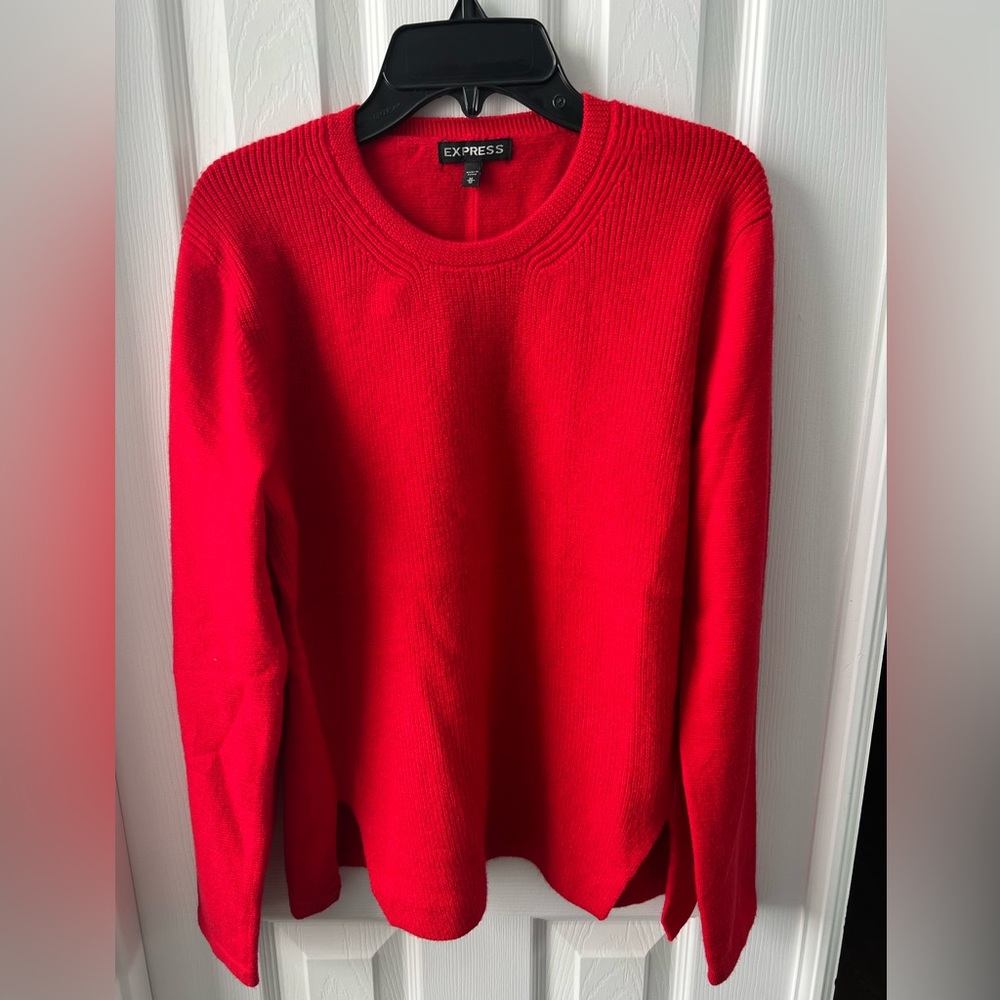 Red Sweater with Front Slits, Express, Size M